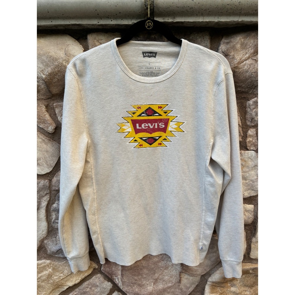 Levi's Thermal Shirt Waffle Knit Long Sleeve Men's Large Aztec Southwestern
